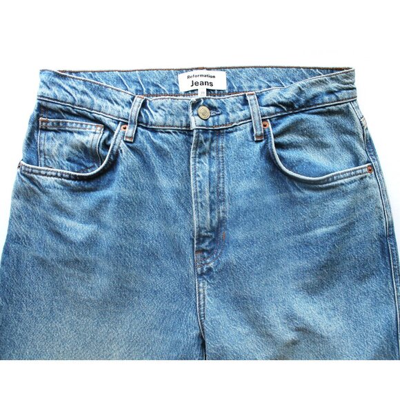 Reformation Val 90s Mid Rise Straight Jeans 31" / Size 29 / Colorado Blue - Picture 6 of 10
